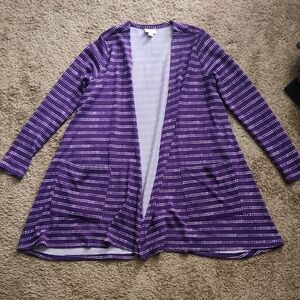 LuLaRoe Purple and White Polka Dot Cardigan